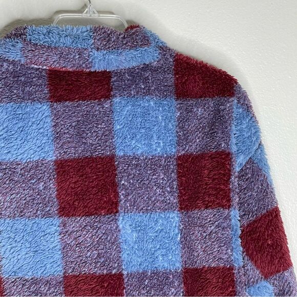 Eddie Bauer Blue Red Plaid Quest Fleece Quarter Zip Pullover Size Large - Picture 8 of 16